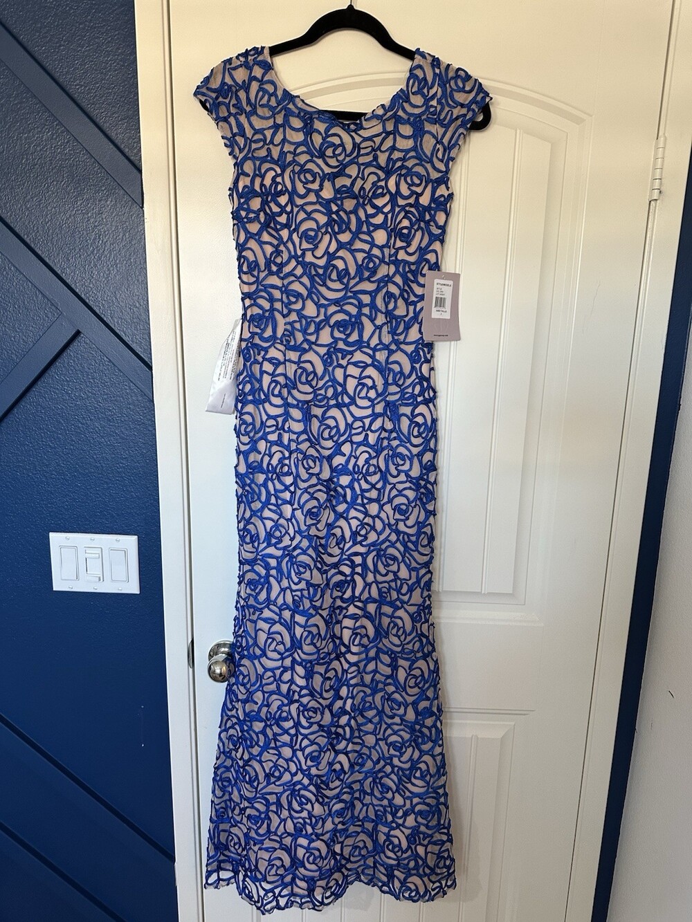 JS Collections  Floral Embroidery Gown Blue New Size 2